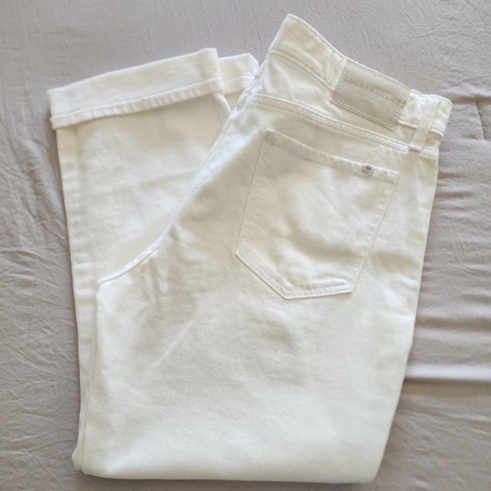 Lucky Brand Sweet Crop off white cuffed jeans womens size 14/32